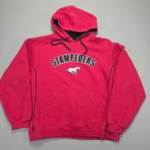 Bulletin Stampeder‎ Hoodie Pullover Sweatshirt Horse Graphic Red Black Size S